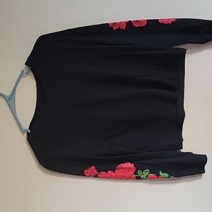 Black with red rose t-shirt. Women